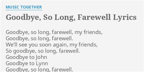 so long farewell song lyrics